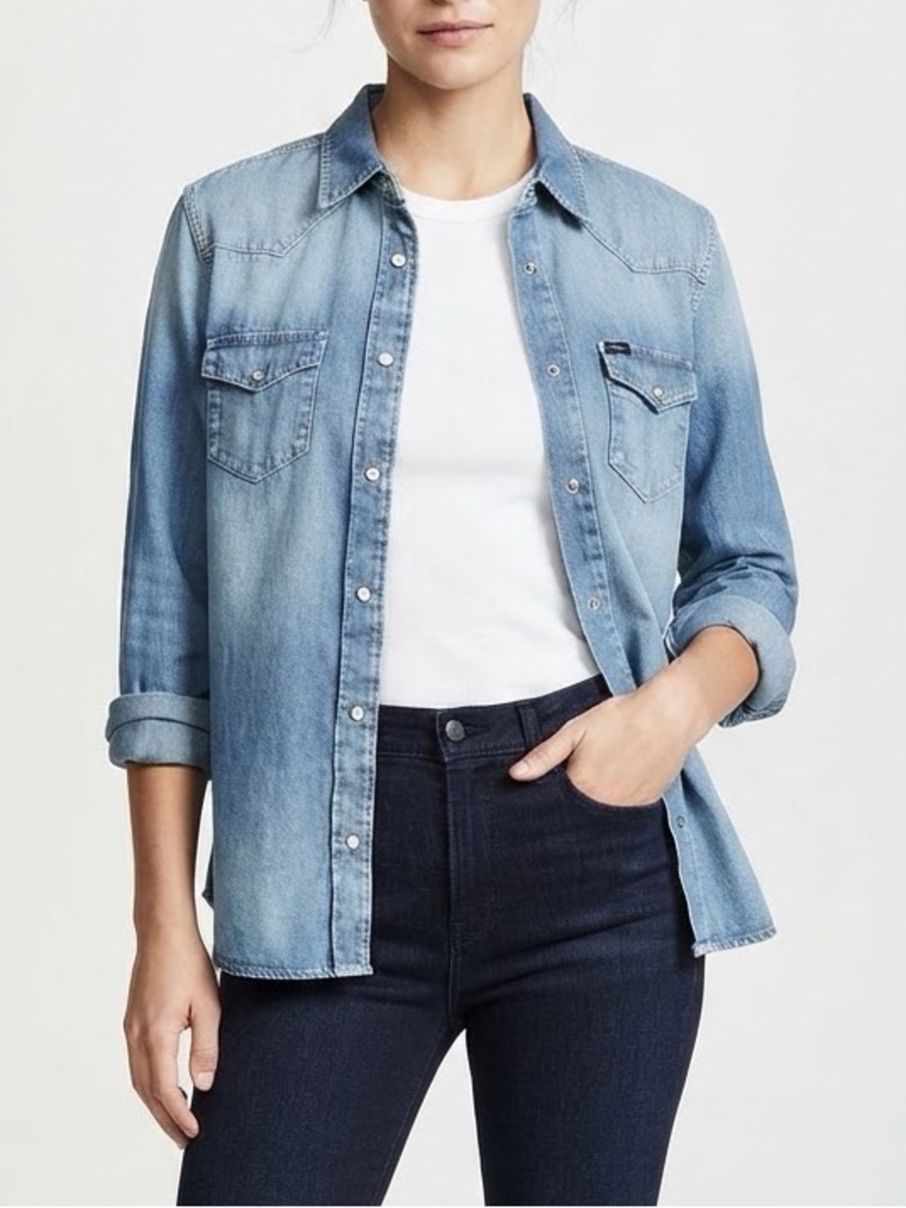 7 For All Mankind Womens Light Blue Denim Jacket Size Large NWT